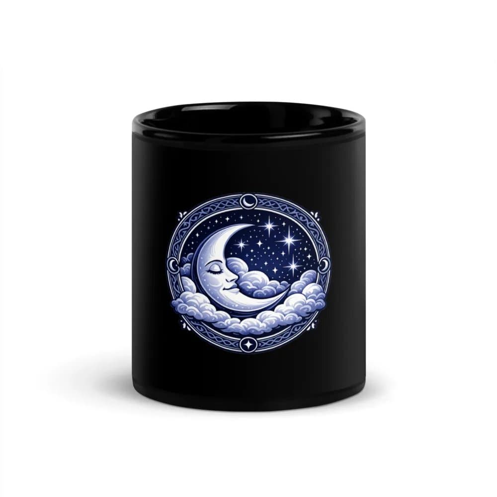 Sleeping Moon - Black Glossy Mug